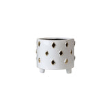 Simple Ceramic Plating Square Gold Pot White Vase - HOUSYE