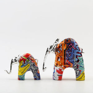 Colored Resin Mother and Child Elephant Sculpture Decorative Ornaments - HOUSYE