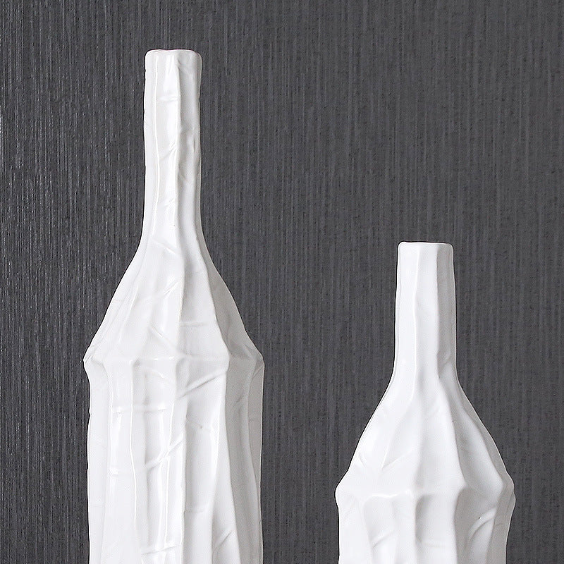 Simple White Art Slender Vase - HOUSYE