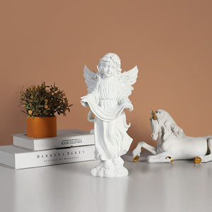 Modern White Angel Resin Sculpture - HOUSYE