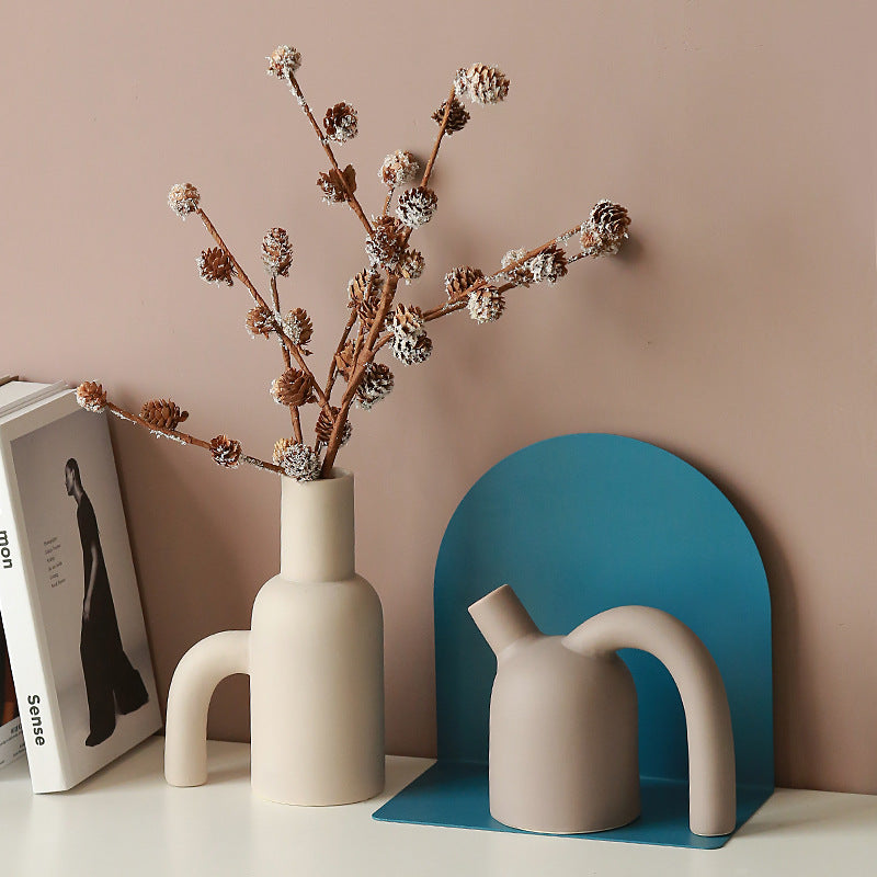 Morandi Simple Ceramic Kettle Shape Vase - HOUSYE