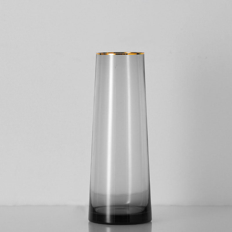 Colored Transparent Golden Line Glass Vase - HOUSYE