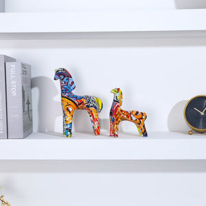 Colored Resin Couple Horses Sculpture Decoration - HOUSYE