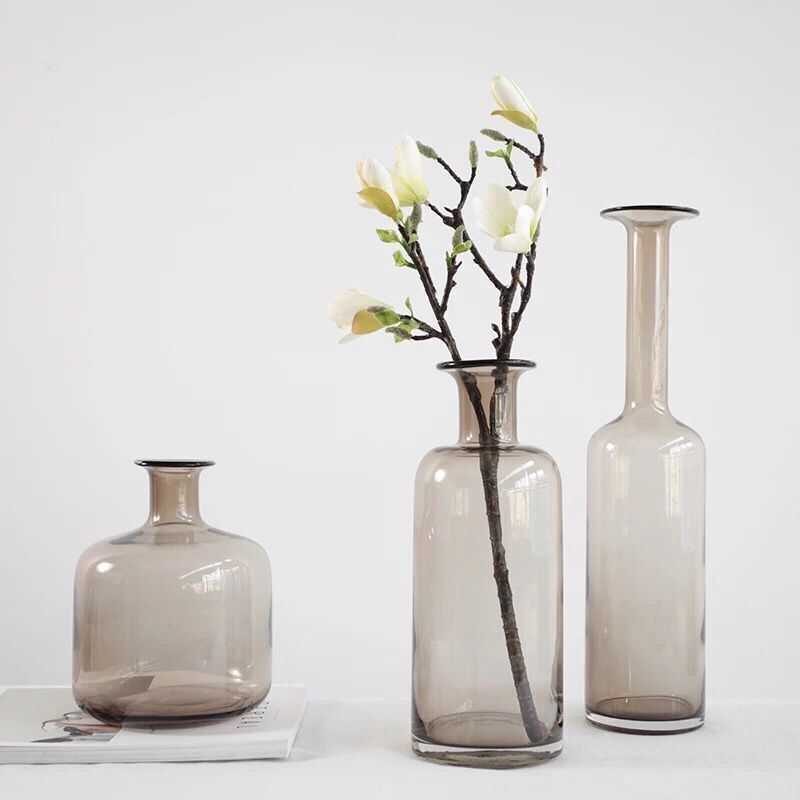 Modern Grey Glass Table Vase - HOUSYE