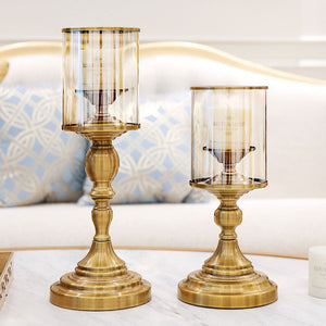 Golden Glass Candle Holder - HOUSYE