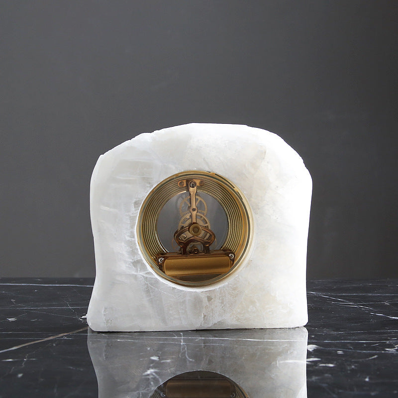 Modern Simple Natural Spar Hollow Stone Clock - HOUSYE