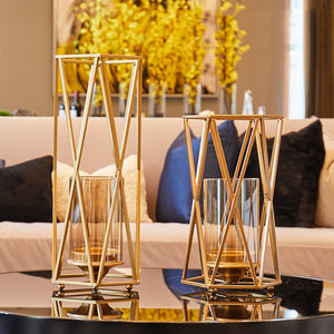 Golden Metal Geometric Shape Candle Holder - HOUSYE