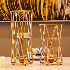 Golden Metal Geometric Shape Candle Holder - HOUSYE