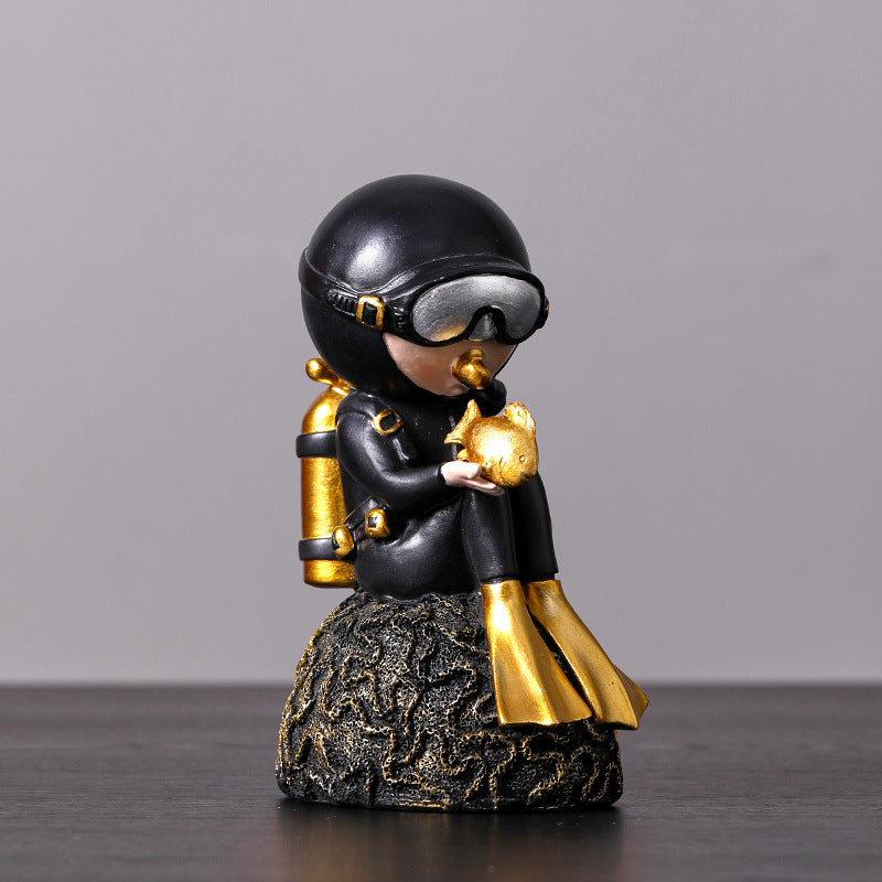 Cute Black Resin Diver Art Craft - HOUSYE