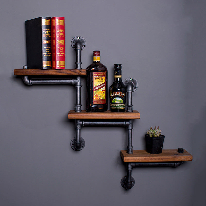 Wrought Iron Shelf Solid Wood Shelf - HOUSYE