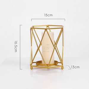 Gold Geometric Wrought Candle Holder - HOUSYE