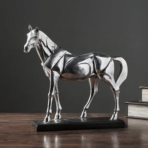 Vintage Silver Horse Resin Sculpture - HOUSYE