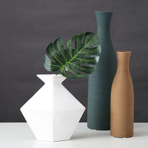 Simple Ceramic Morandi Color Flower Vase - HOUSYE