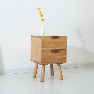 Double Drawer Wooden Nightstand - HOUSYE