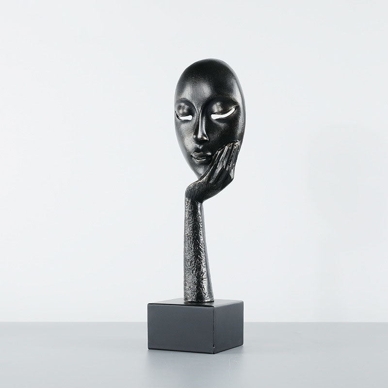 Abstract Figure Palm Thinker Face Sculpture Ornament - HOUSYE