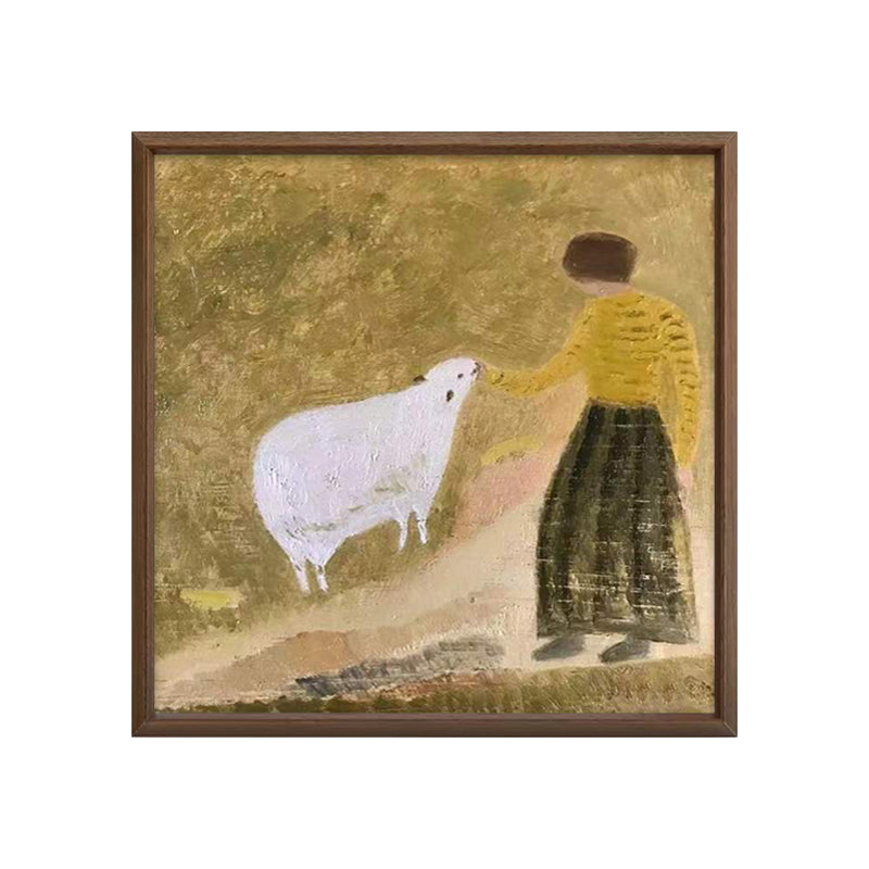 Girl & Sheep Oil Painting