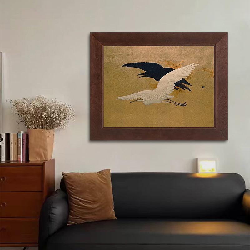 Oil Painting of Crane Dancing