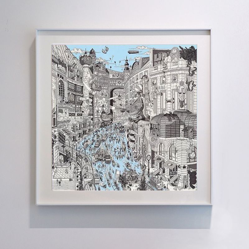 Silk Fabric City Landscape Wall Art