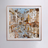 Silk Fabric City Landscape Wall Art