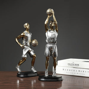 Silver Gold Basketball Player Sculpture - HOUSYE