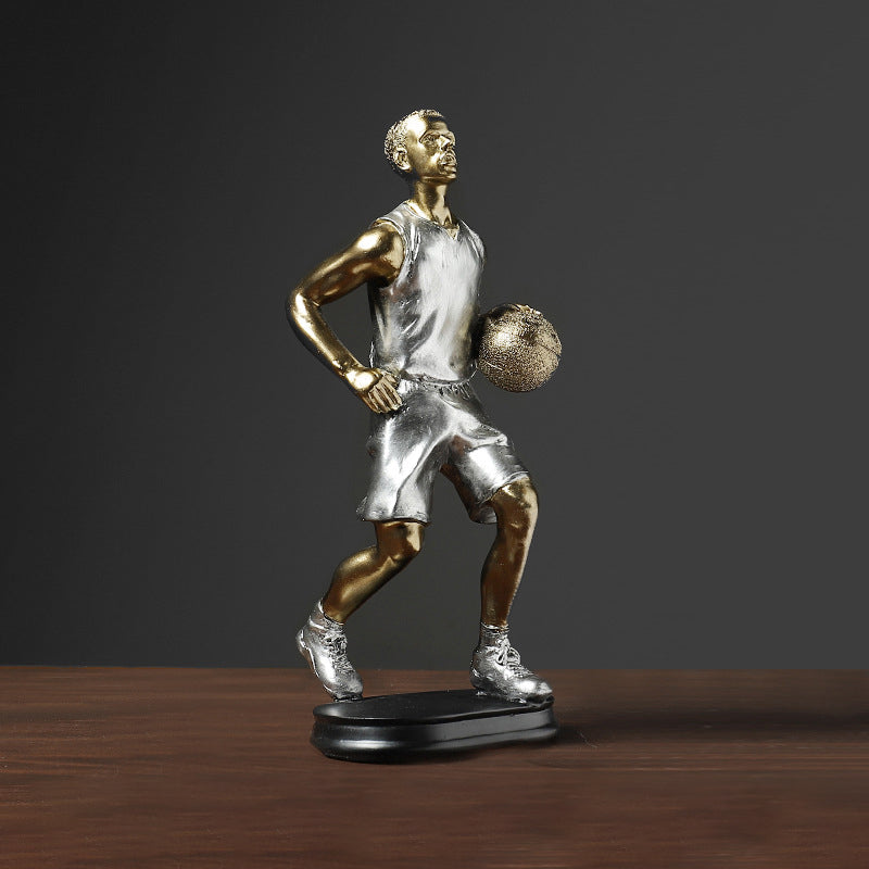 Silver Gold Basketball Player Sculpture - HOUSYE