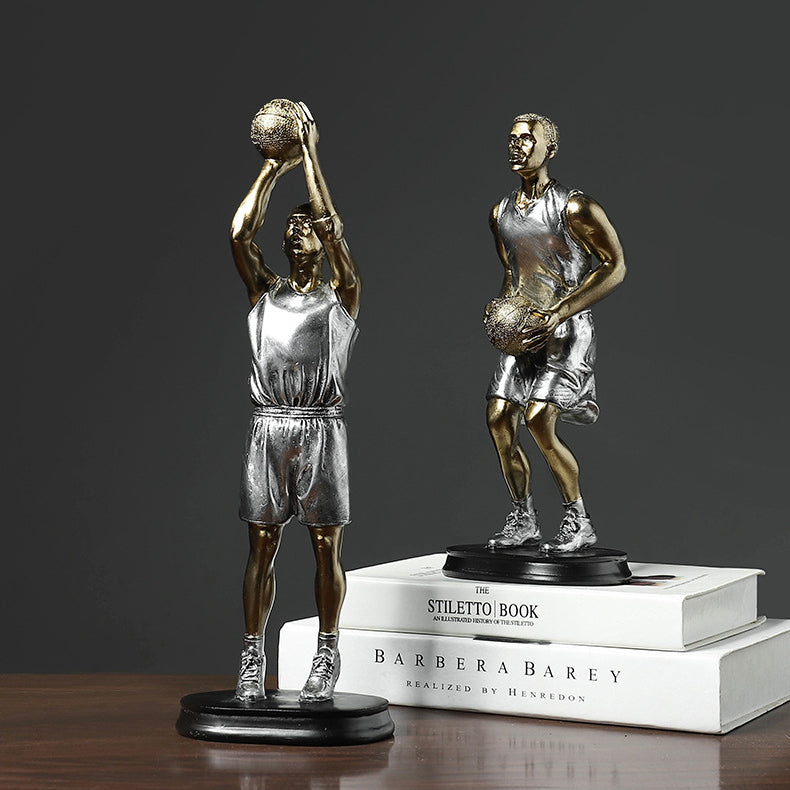 Silver Gold Basketball Player Sculpture - HOUSYE