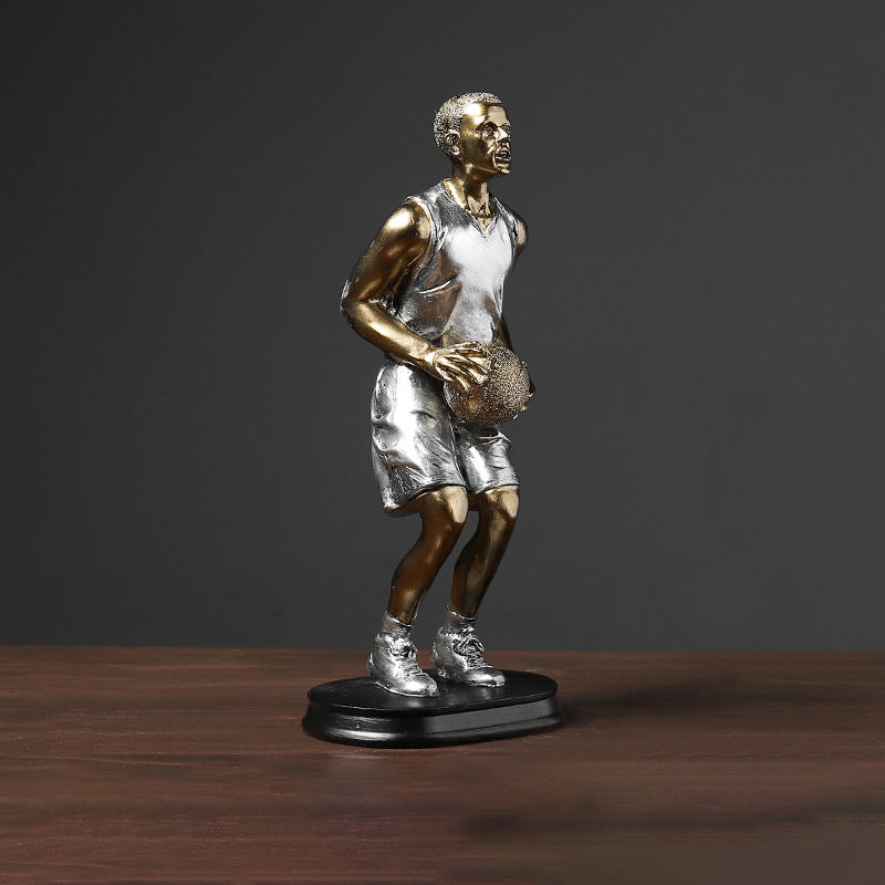 Silver Gold Basketball Player Sculpture - HOUSYE