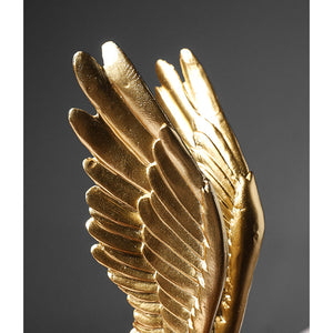 Single Wing Black Gold Angel Sculpture Decoration - HOUSYE