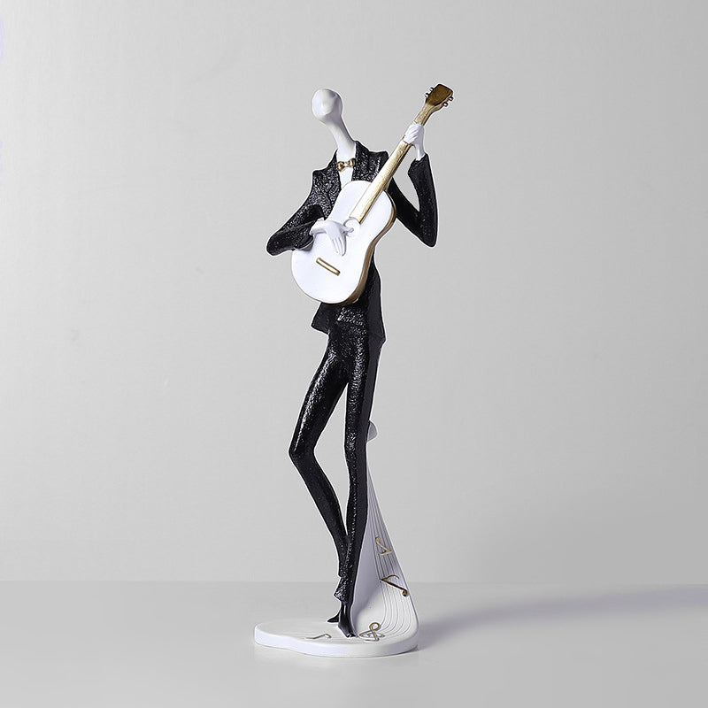 Black White Musician Character Sculpture - HOUSYE