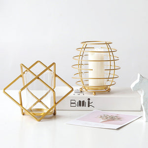 Geometric Metal Candle Holder - HOUSYE