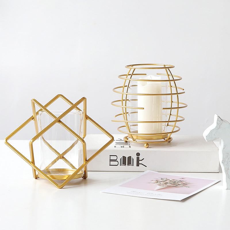 Geometric Metal Candle Holder - HOUSYE