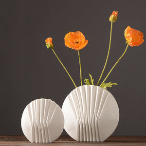 White Shell Ceramic Vase - HOUSYE