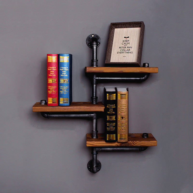 Wrought Iron Shelf Solid Wood Shelf - HOUSYE