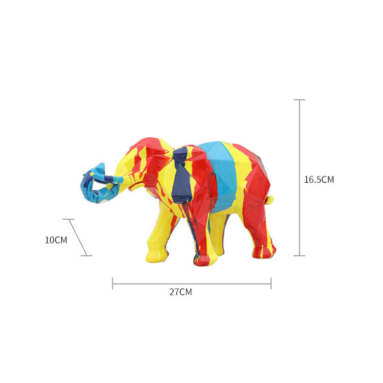 Colorful Resin Crafts Animal Cartoon Geometric Elephant Sculpture - HOUSYE