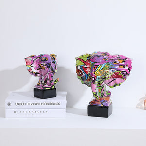 Abstract Elephant Head Colorful Resin Statue - HOUSYE