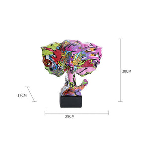 Abstract Elephant Head Colorful Resin Statue - HOUSYE