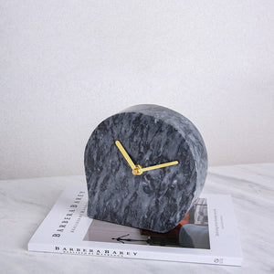 White and Black Marble Creative Minimalist Table Clock - HOUSYE