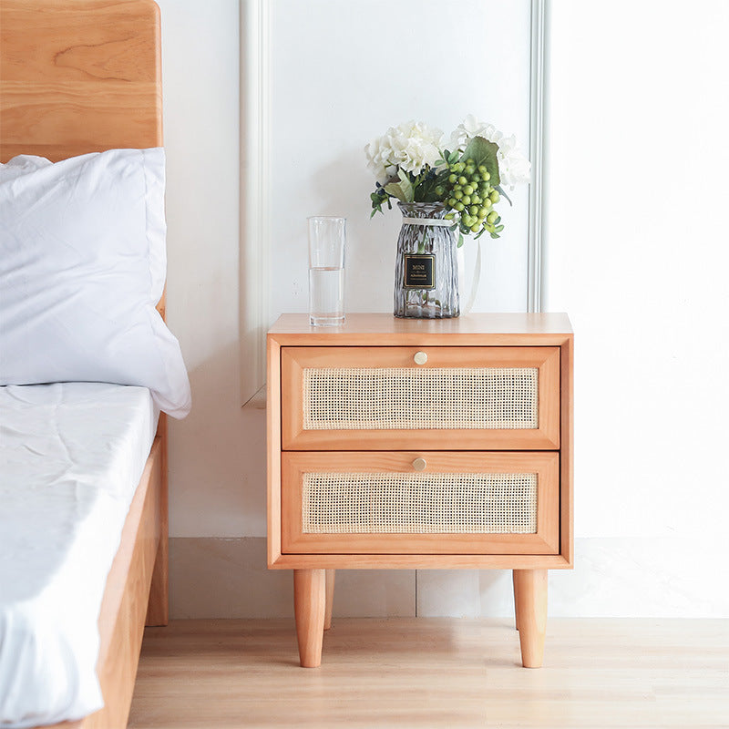 Modern Wooden Rattan Nightstand - HOUSYE