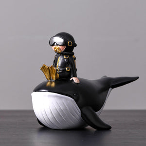 Cute Black Resin Diver Art Craft - HOUSYE