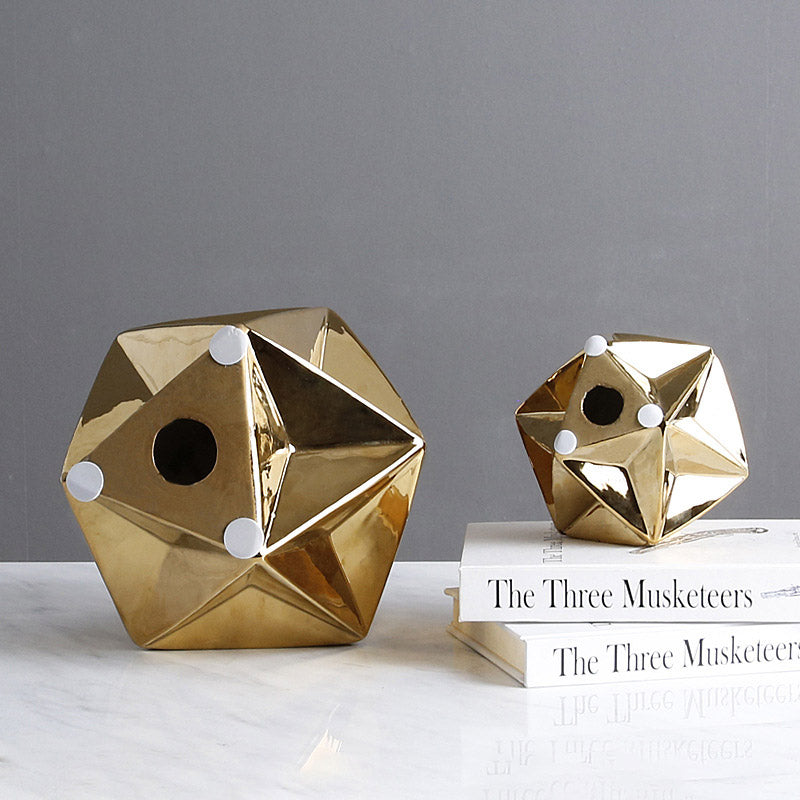 Simple Golden Ceramic Polyhedron Living Room Decoration - HOUSYE