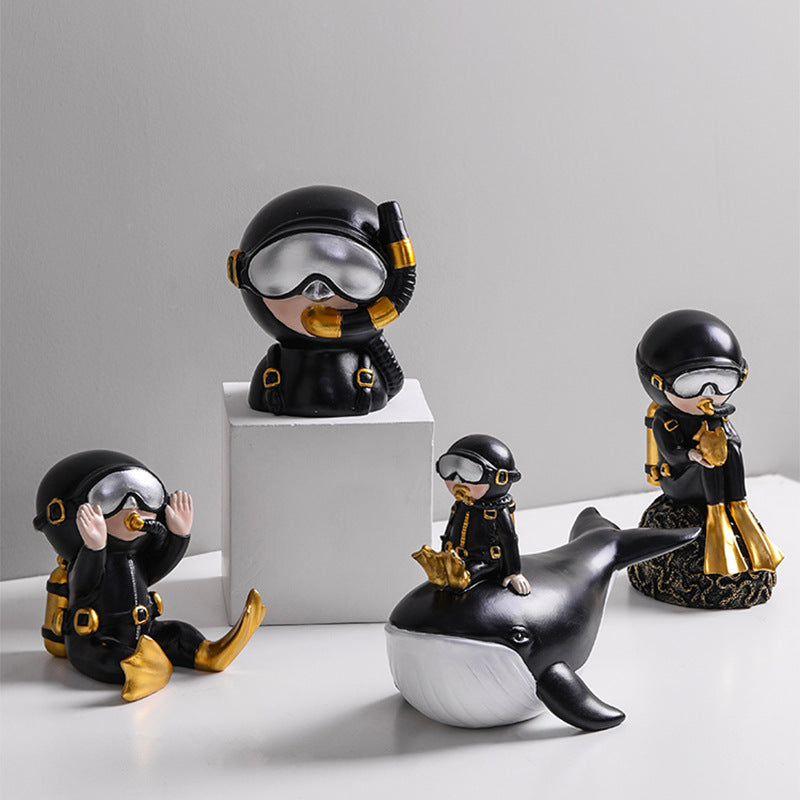 Cute Black Resin Diver Art Craft - HOUSYE