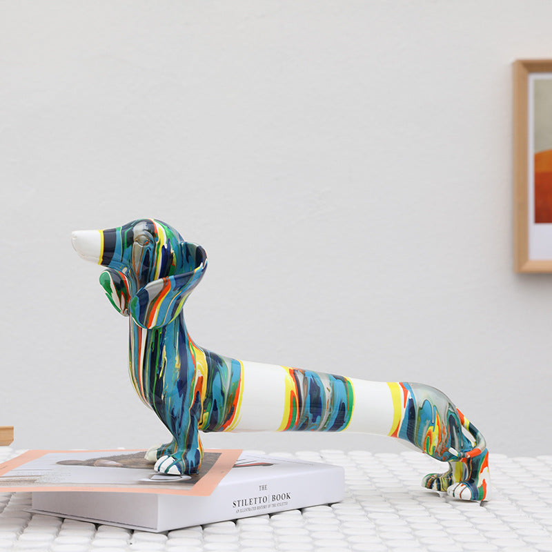 Colorful Resin Animal Cartoon Dog Sculpture Ornaments - HOUSYE