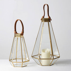 Modern Golden Brass Glass Leather Wind Lamp - HOUSYE