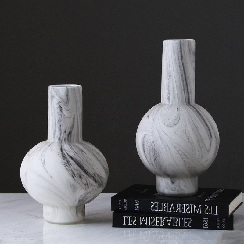 Minimalist Handmade Glass Ball Marble Pattern Vase - HOUSYE