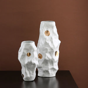 Geometric Pleated Ceramic Vase - HOUSYE