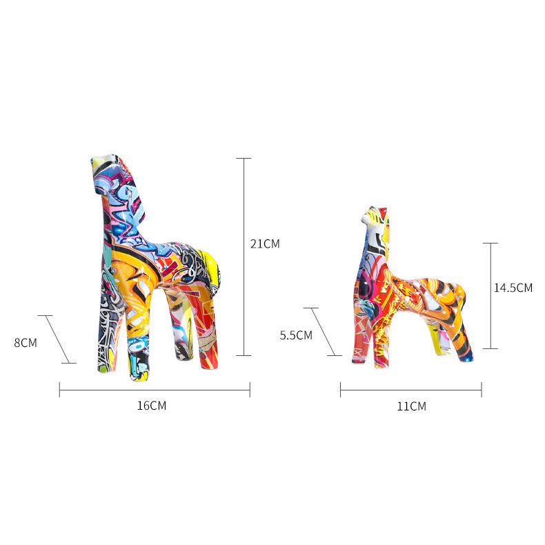 Colored Resin Couple Horses Sculpture Decoration - HOUSYE