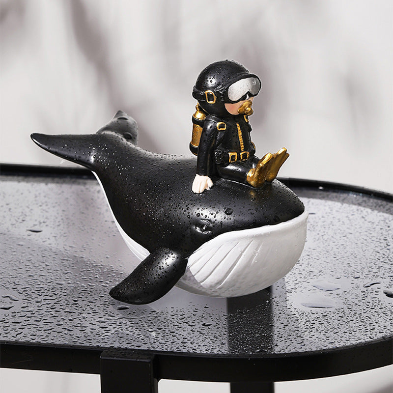 Cute Black Resin Diver Art Craft - HOUSYE