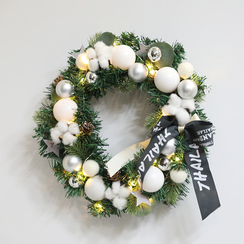 Christmas Natural Pearl Warm Wreath - HOUSYE