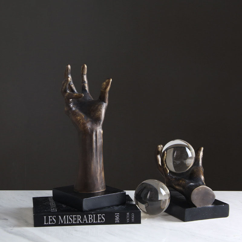 Creative Simple Modern Hand Holding Crystal Ball Sculpture - HOUSYE