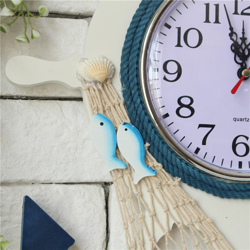 Blue and White Boat Rudder Clock - HOUSYE